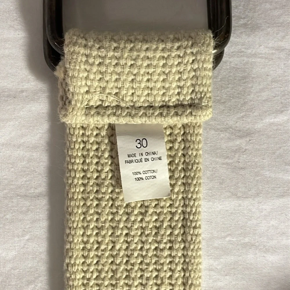Set of three cotton woven‎ adjustable belts. Brown, Black and Cream/off white.